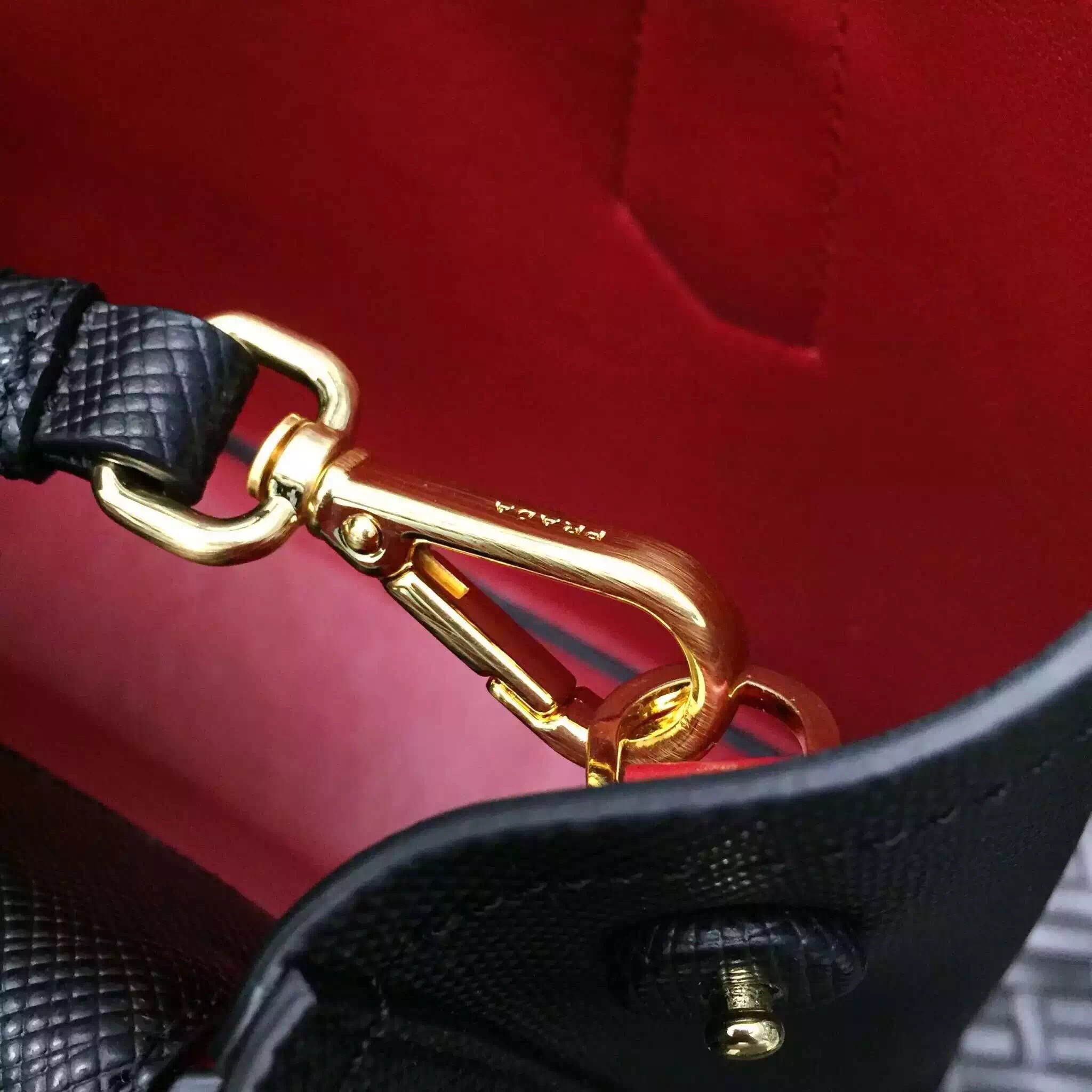Pra*a black saffiano double small bag