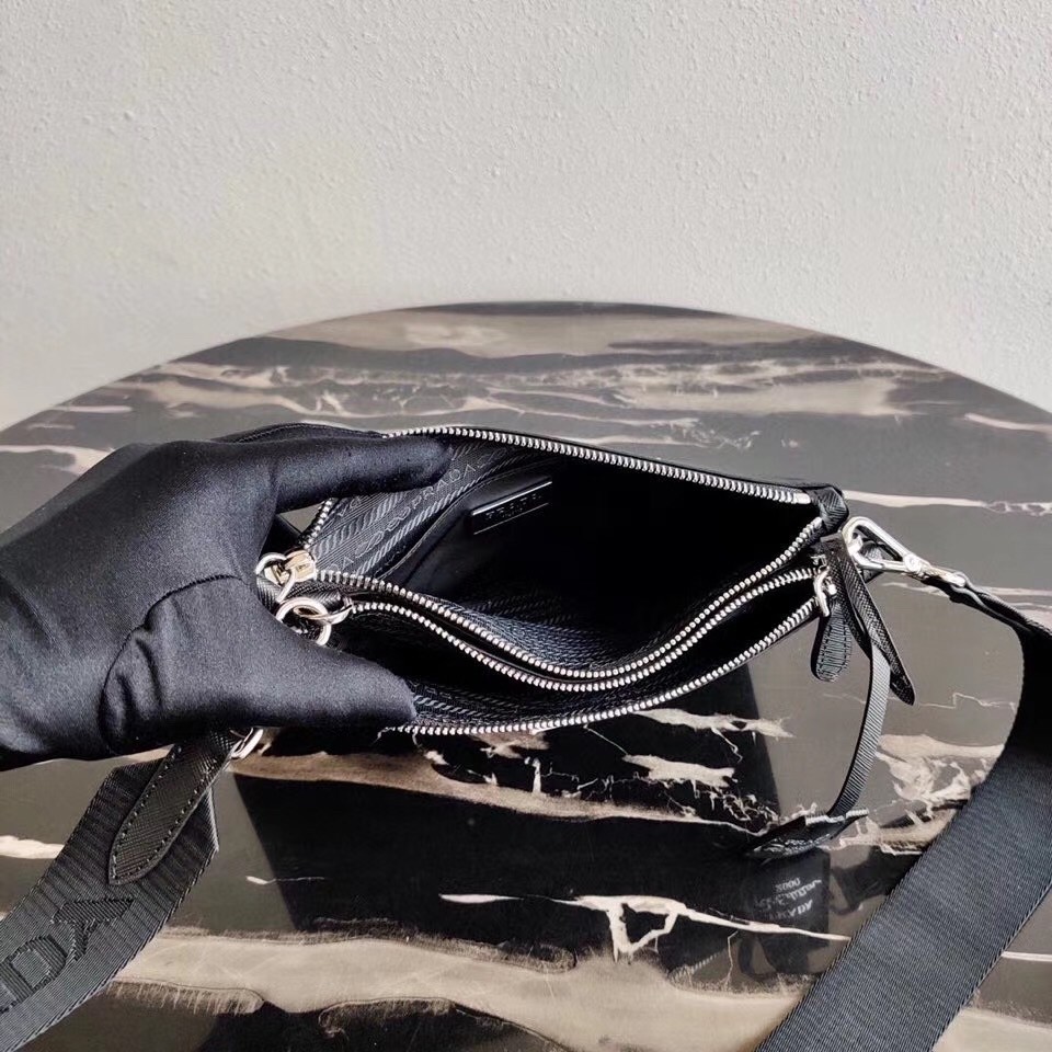 Pra*a black nylon re-edition 2000 shoulder bag