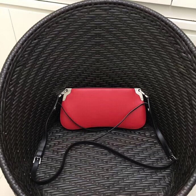 Pra*a red sidonie leather shoulder bag