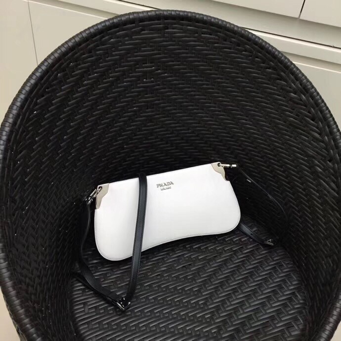 Pra*a white sidonie leather shoulder bag