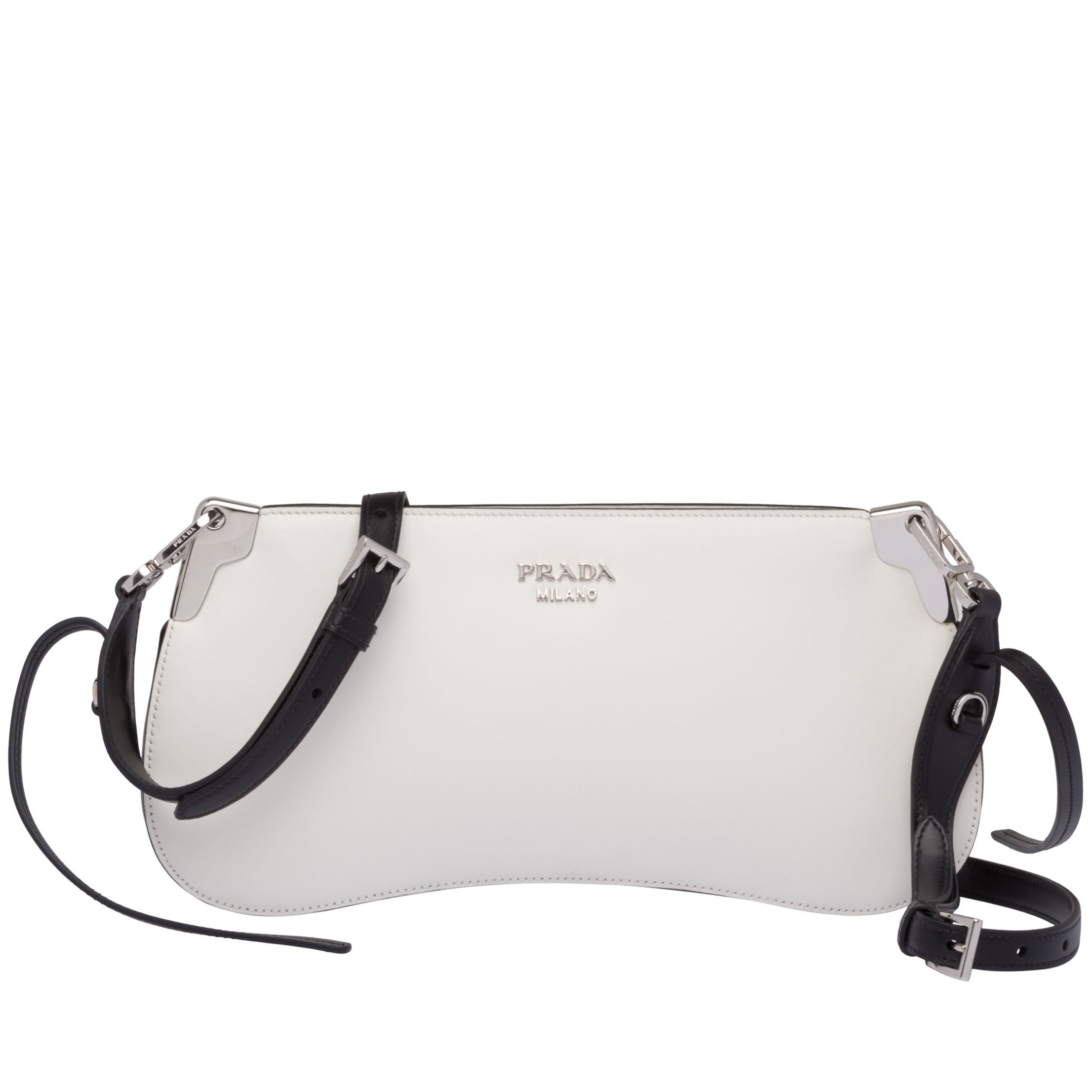 Pra*a white sidonie leather shoulder bag