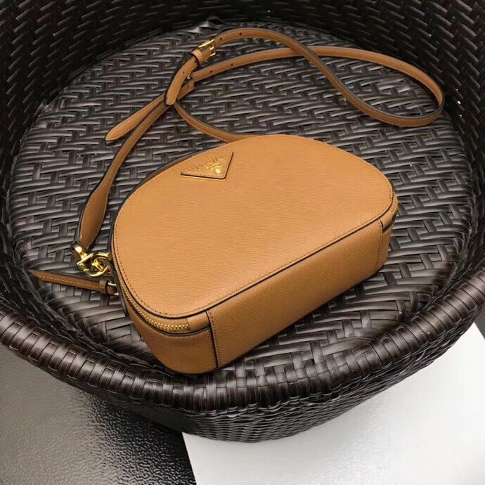 Pra*a odette camel saffiano leather bag