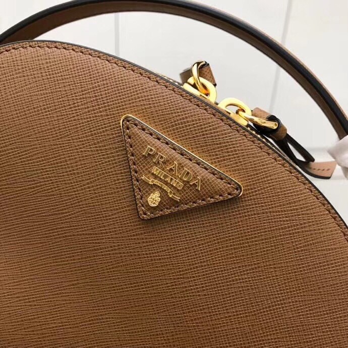 Pra*a odette camel saffiano leather bag