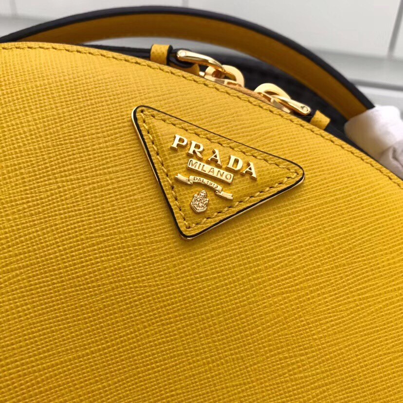 Pra*a odette yellow saffiano leather bag