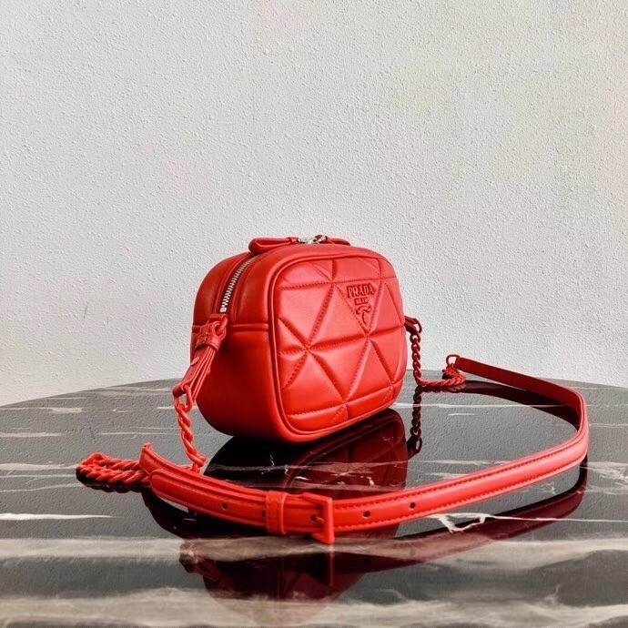 Pra*a spectrum camera bag in red nappa leather
