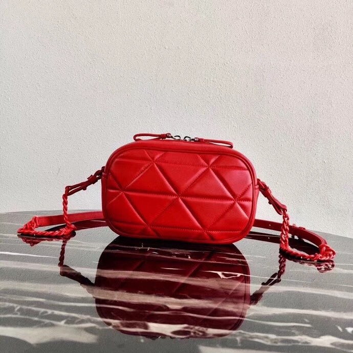 Pra*a spectrum camera bag in red nappa leather