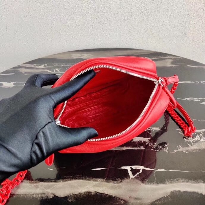 Pra*a spectrum camera bag in red nappa leather