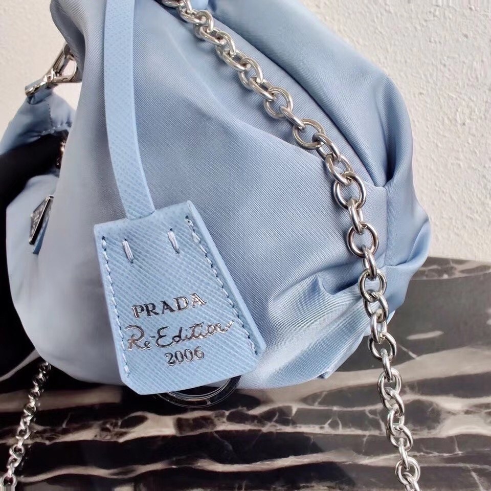Pra*a blue nylon re-edition 2006 hobo bag