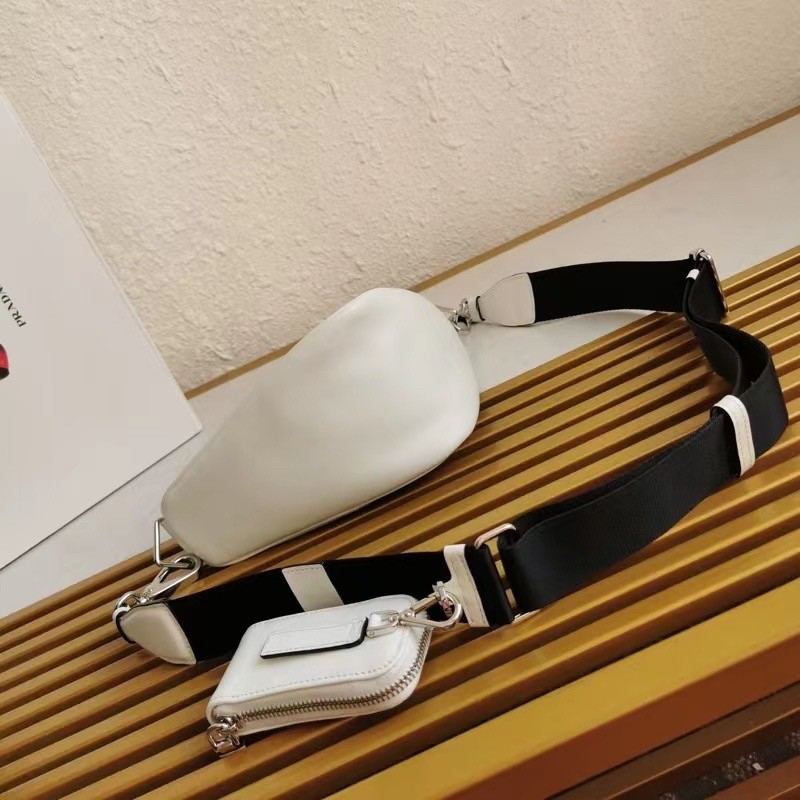 Pra*a triangle shoulder bag in white leather