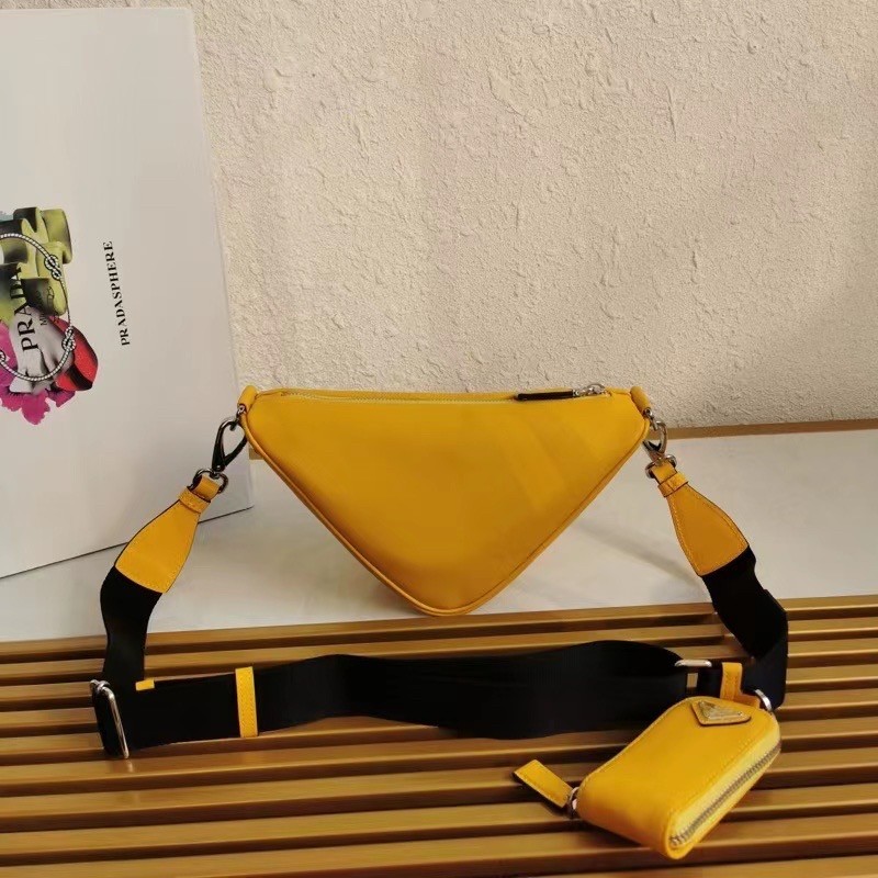 Pra*a triangle shoulder bag in yellow leather