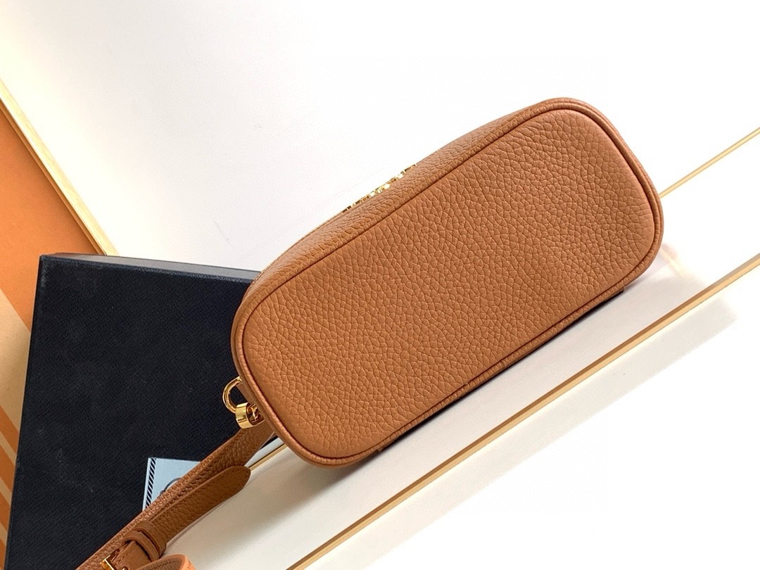 Pra*a mini vanity bag in brown grained leather