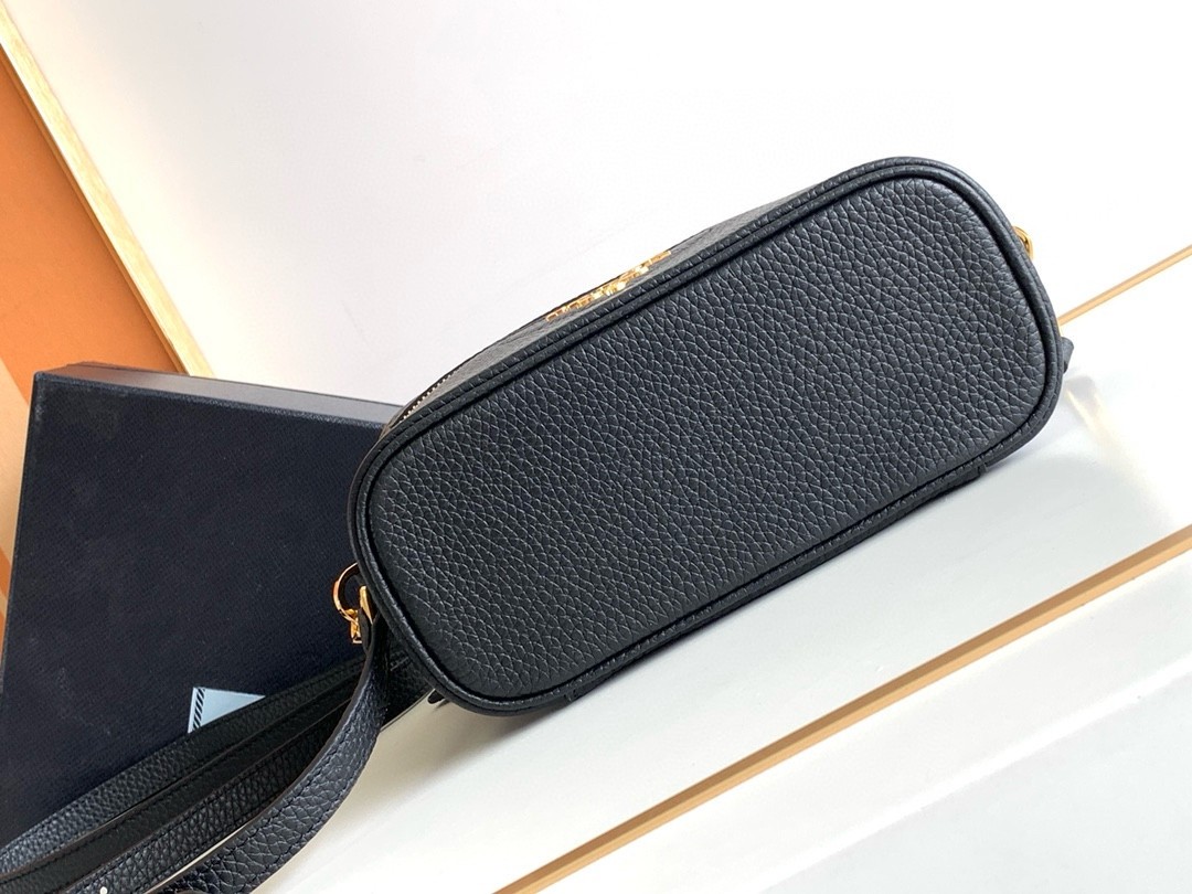 Pra*a mini vanity bag in black grained leather