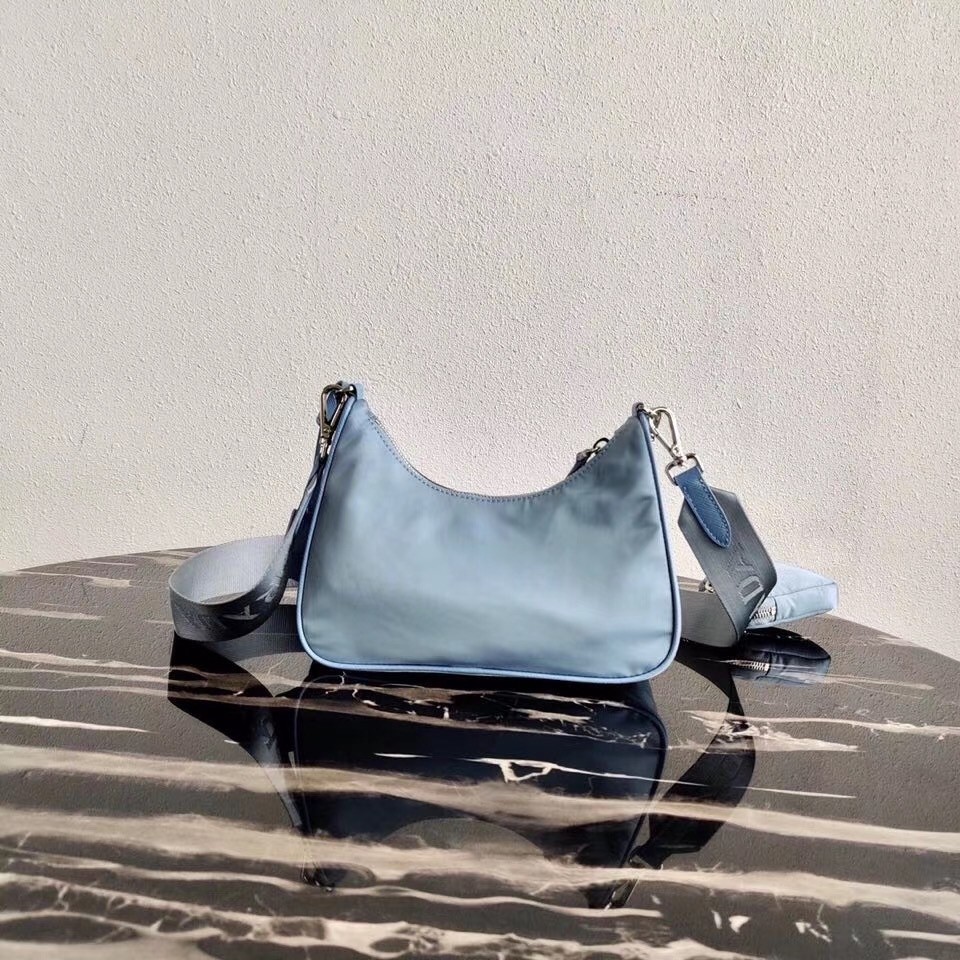 Pra*a blue nylon re-edition 2005 shoulder bag