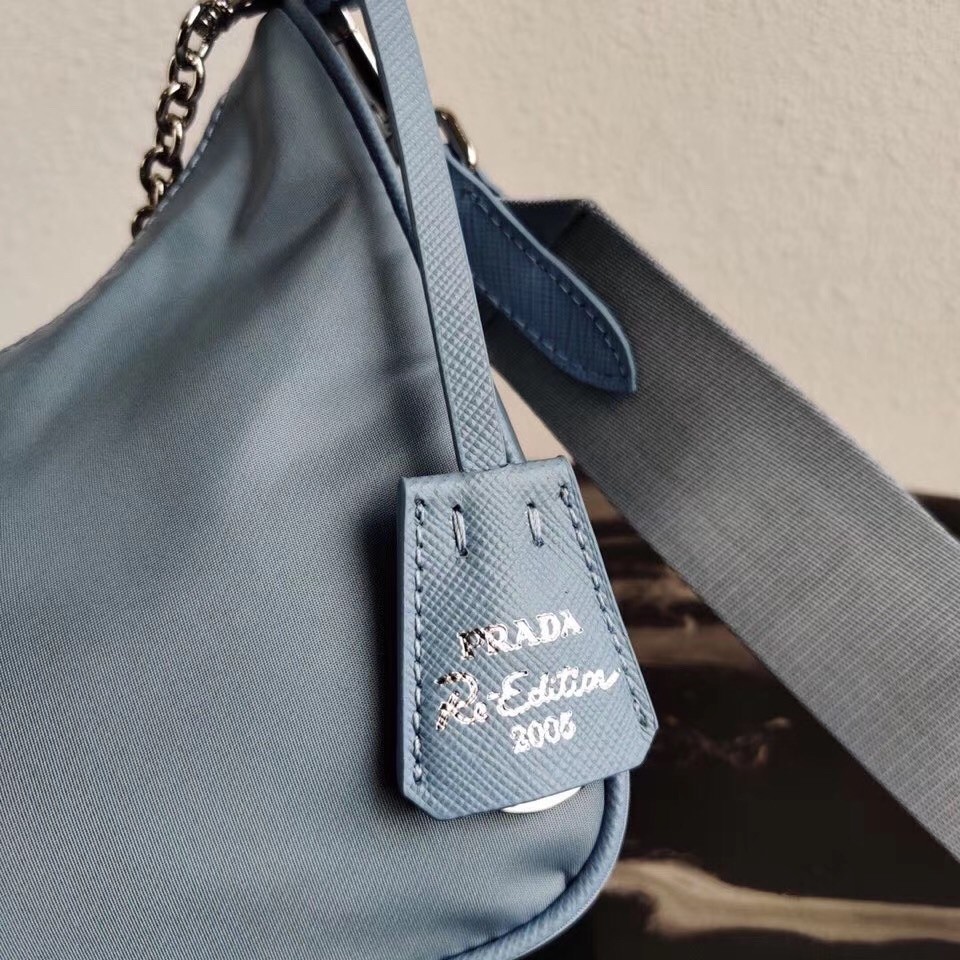 Pra*a blue nylon re-edition 2005 shoulder bag