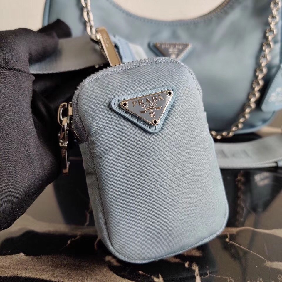 Pra*a blue nylon re-edition 2005 shoulder bag