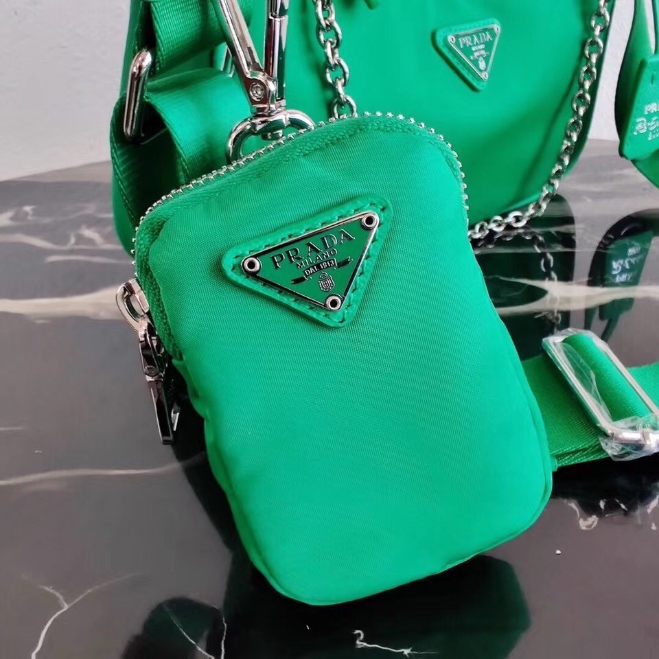 Pra*a green nylon re-edition 2005 shoulder bag