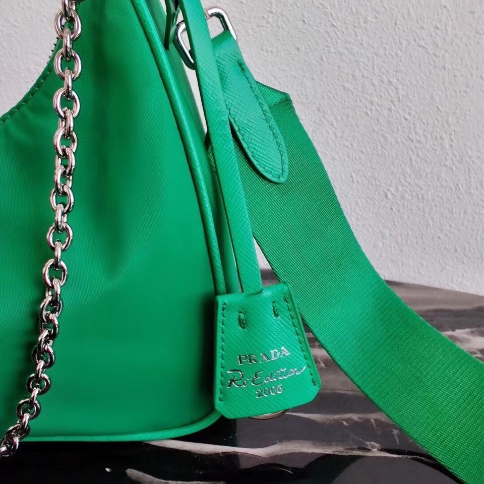 Pra*a green nylon re-edition 2005 shoulder bag