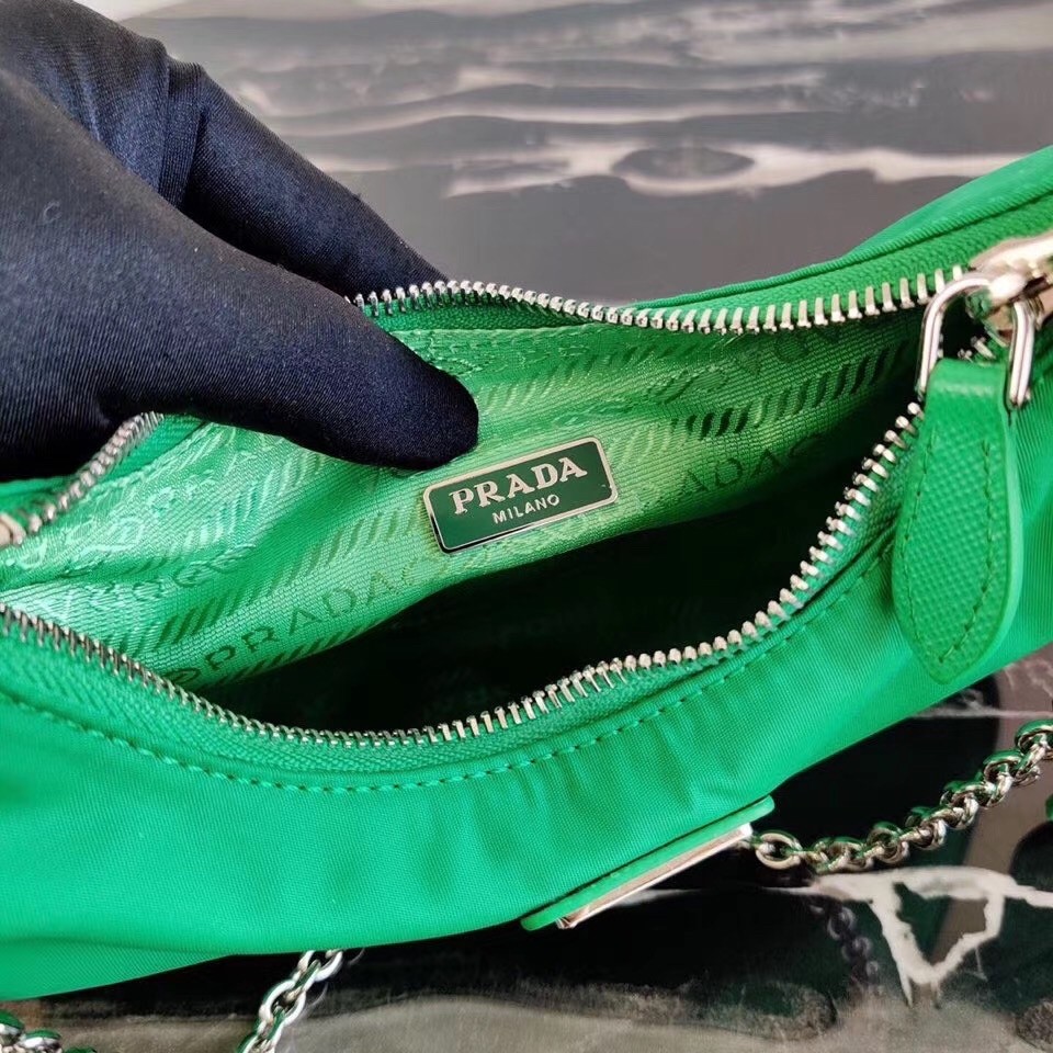Pra*a green nylon re-edition 2005 shoulder bag