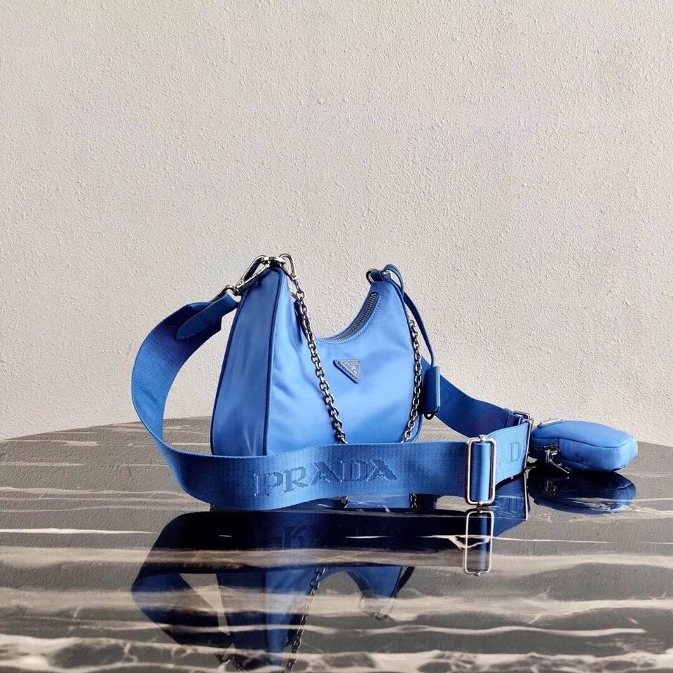 Pra*a periwinkle blue nylon re-edition 2005 shoulder bag