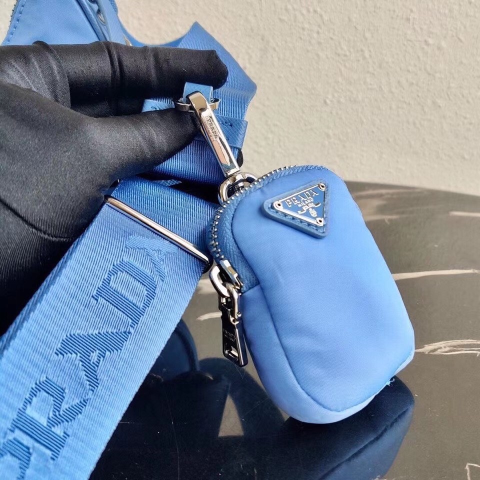 Pra*a periwinkle blue nylon re-edition 2005 shoulder bag