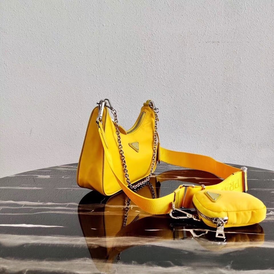 Pra*a yellow nylon re-edition 2005 shoulder bag