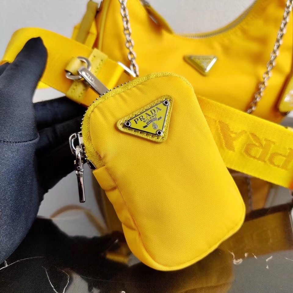 Pra*a yellow nylon re-edition 2005 shoulder bag