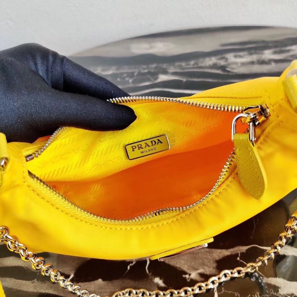 Pra*a yellow nylon re-edition 2005 shoulder bag