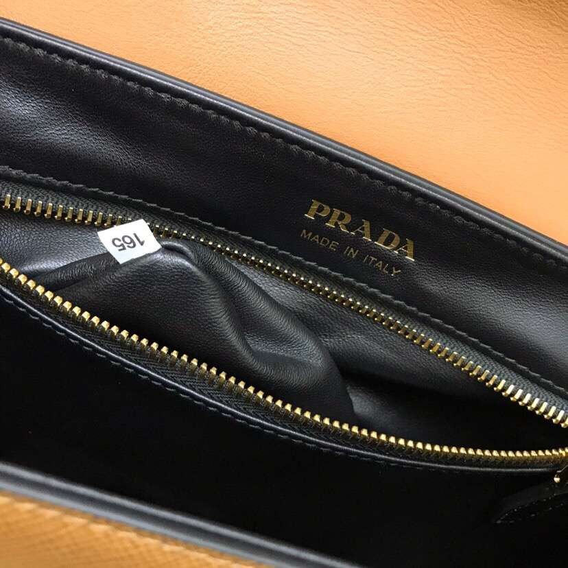 Pra*a camel large sidonie saffiano leather bag