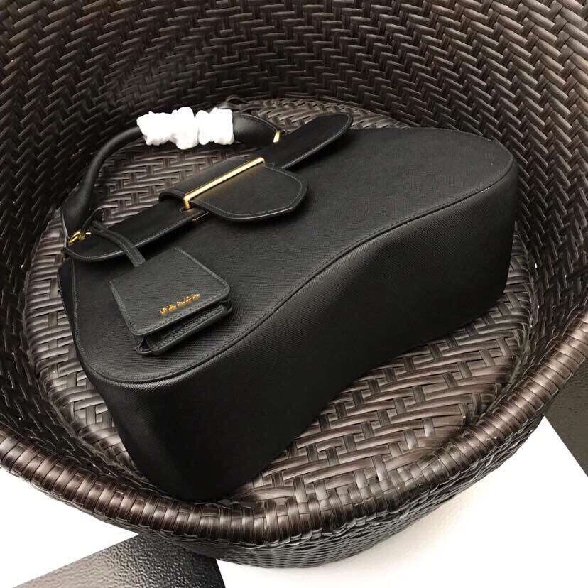 Pra*a black large sidonie saffiano leather bag