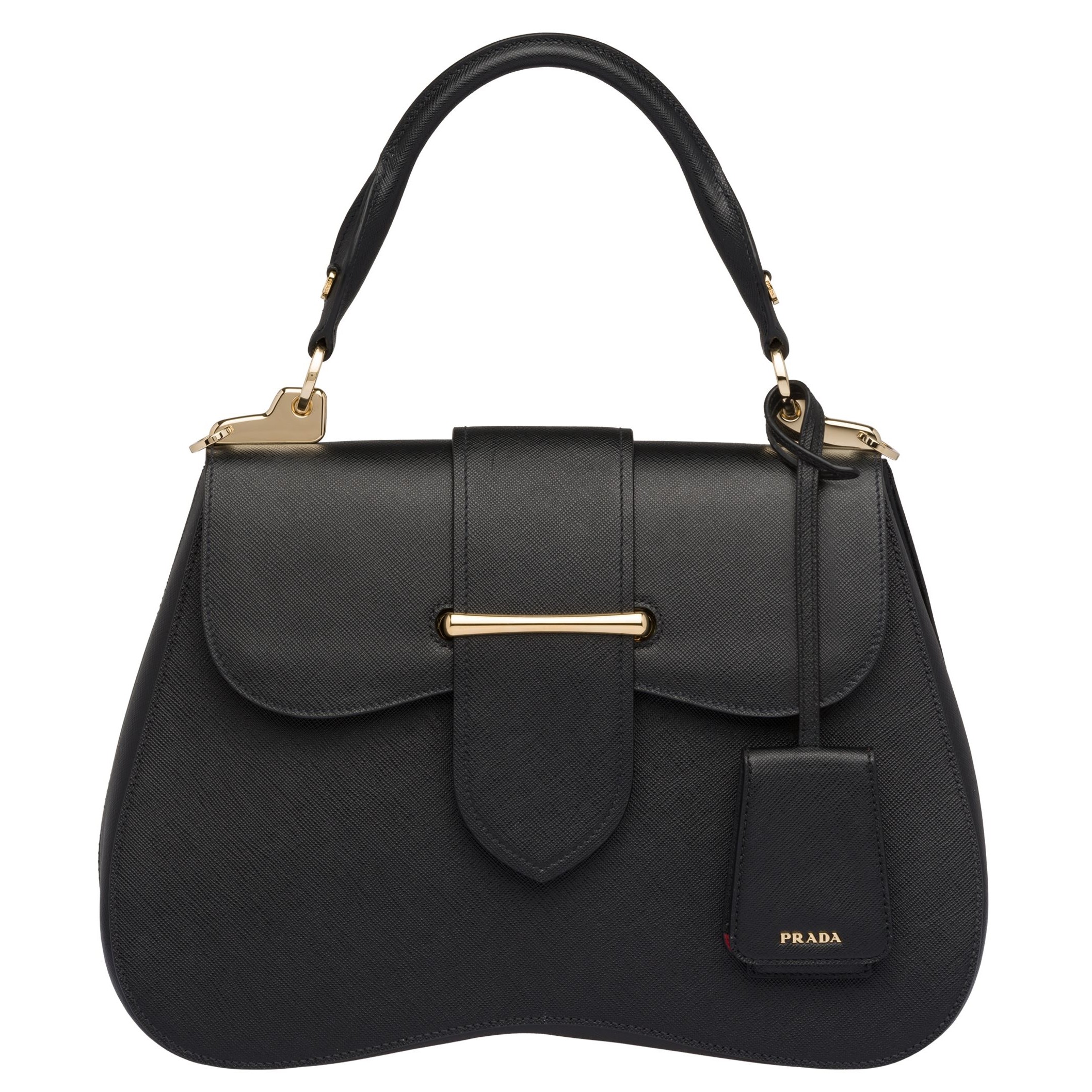 Pra*a black large sidonie saffiano leather bag