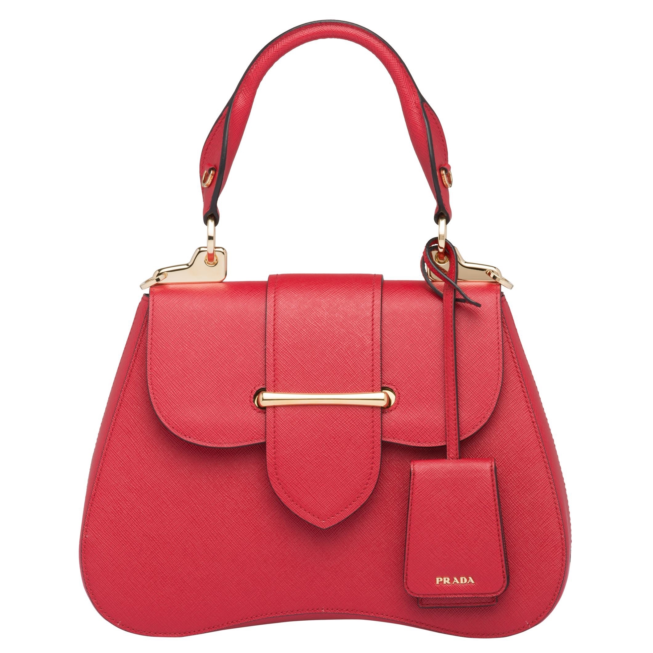 Pra*a red large sidonie saffiano leather bag