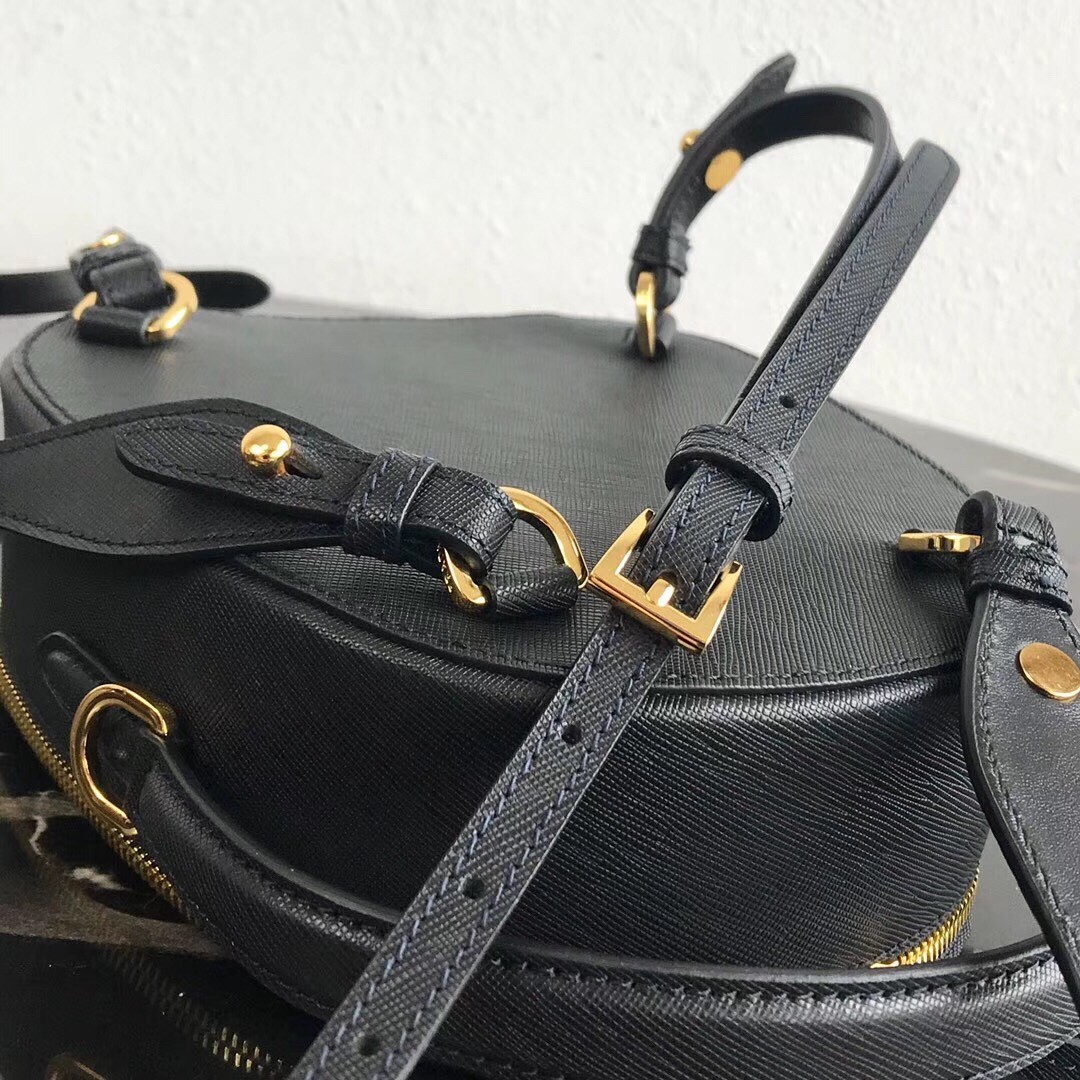 Pra*a odette backpack in black saffiano leather