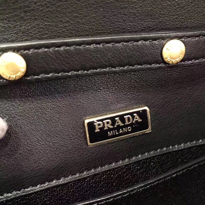 Pra*a cahier clutch in black saffiano calf leather