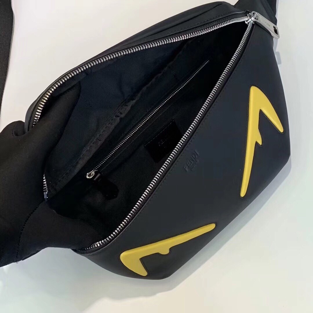 F**di diabolic eyes belt bag in black calfskin