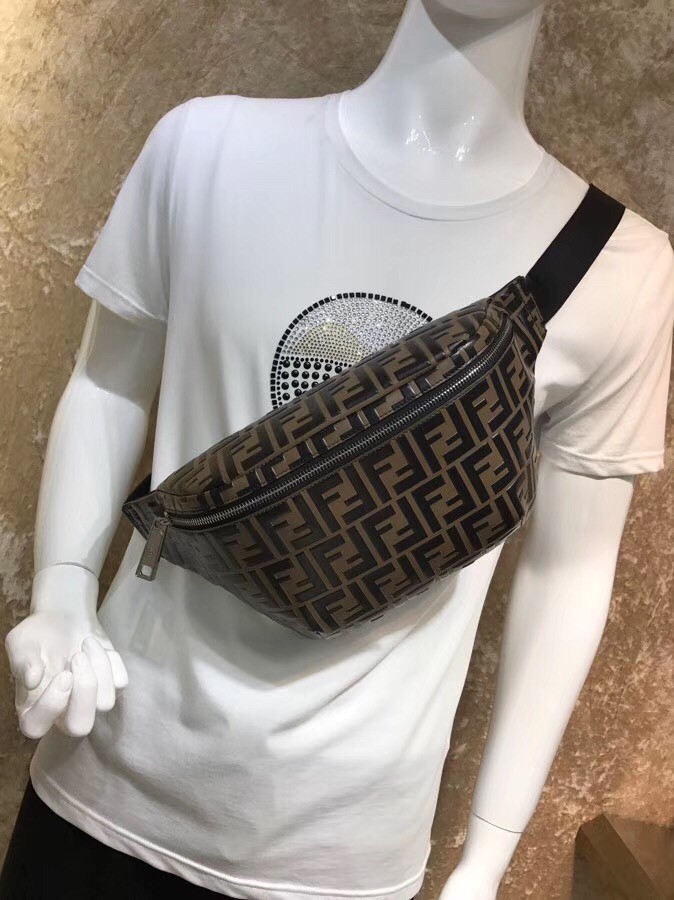 F**di belt bag in embossed ff motif calfskin