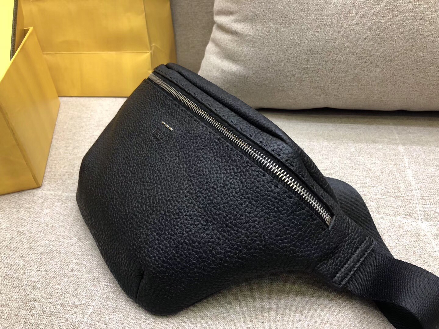 F**di belt bag in black romano leather