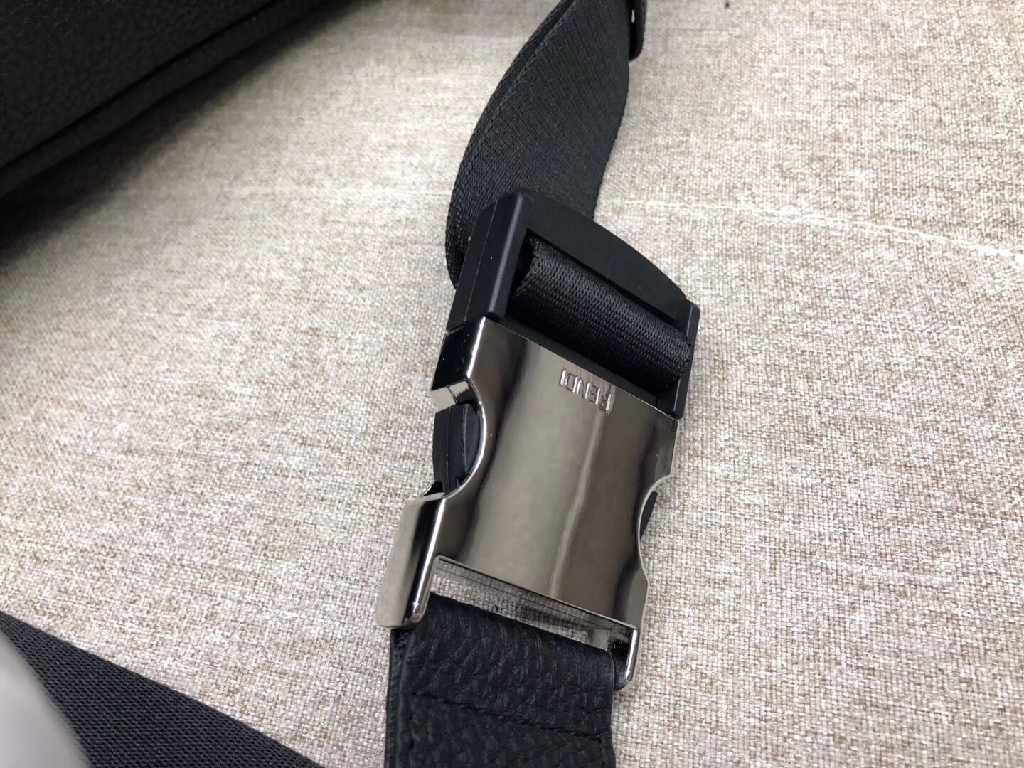 F**di belt bag in black romano leather