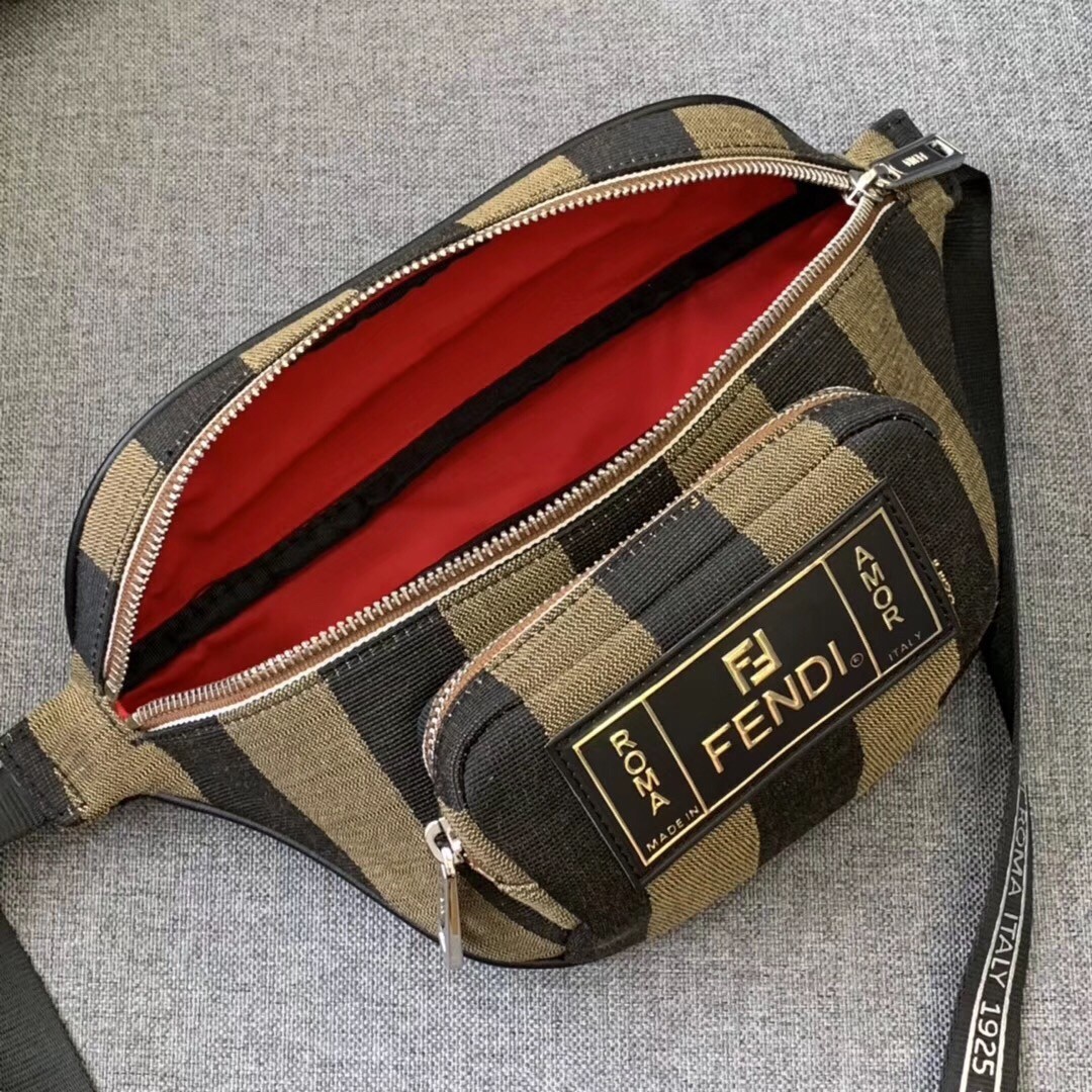 F**di belt bag in fabric with pequin striped motif