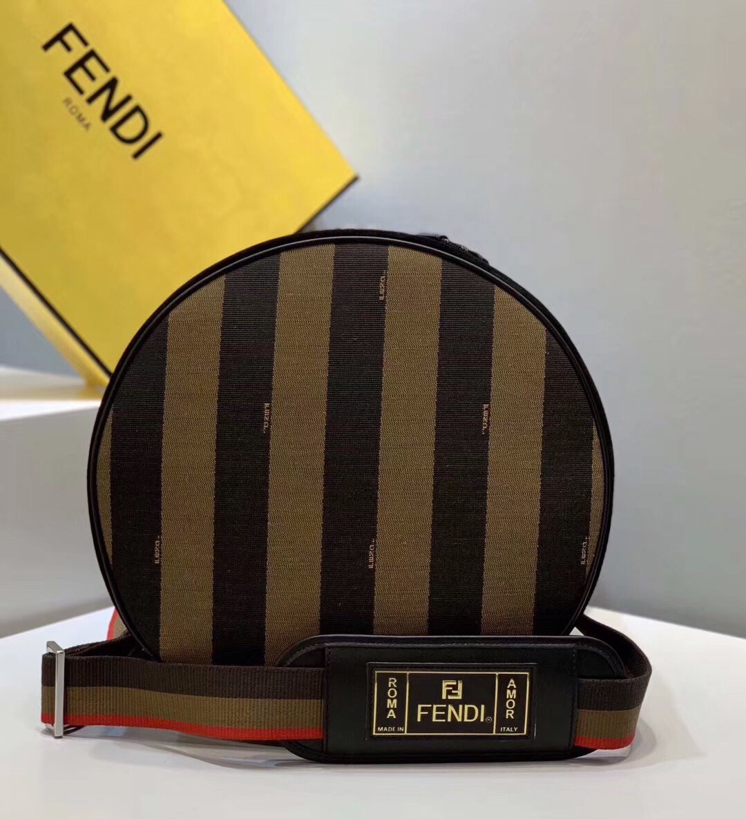 F**di mon tresor drawstring bag in pequin striped fabric