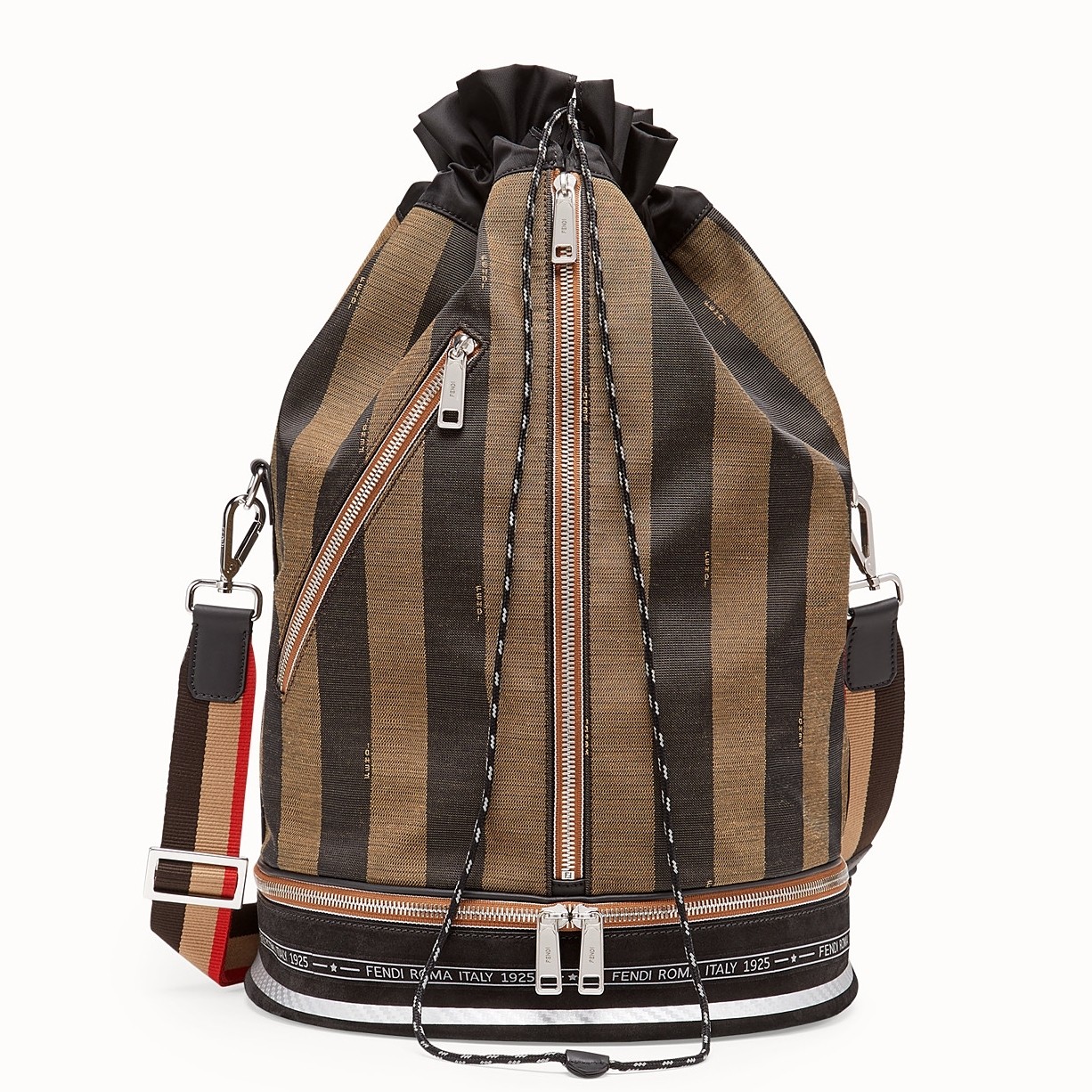 F**di mon tresor drawstring bag in pequin striped fabric