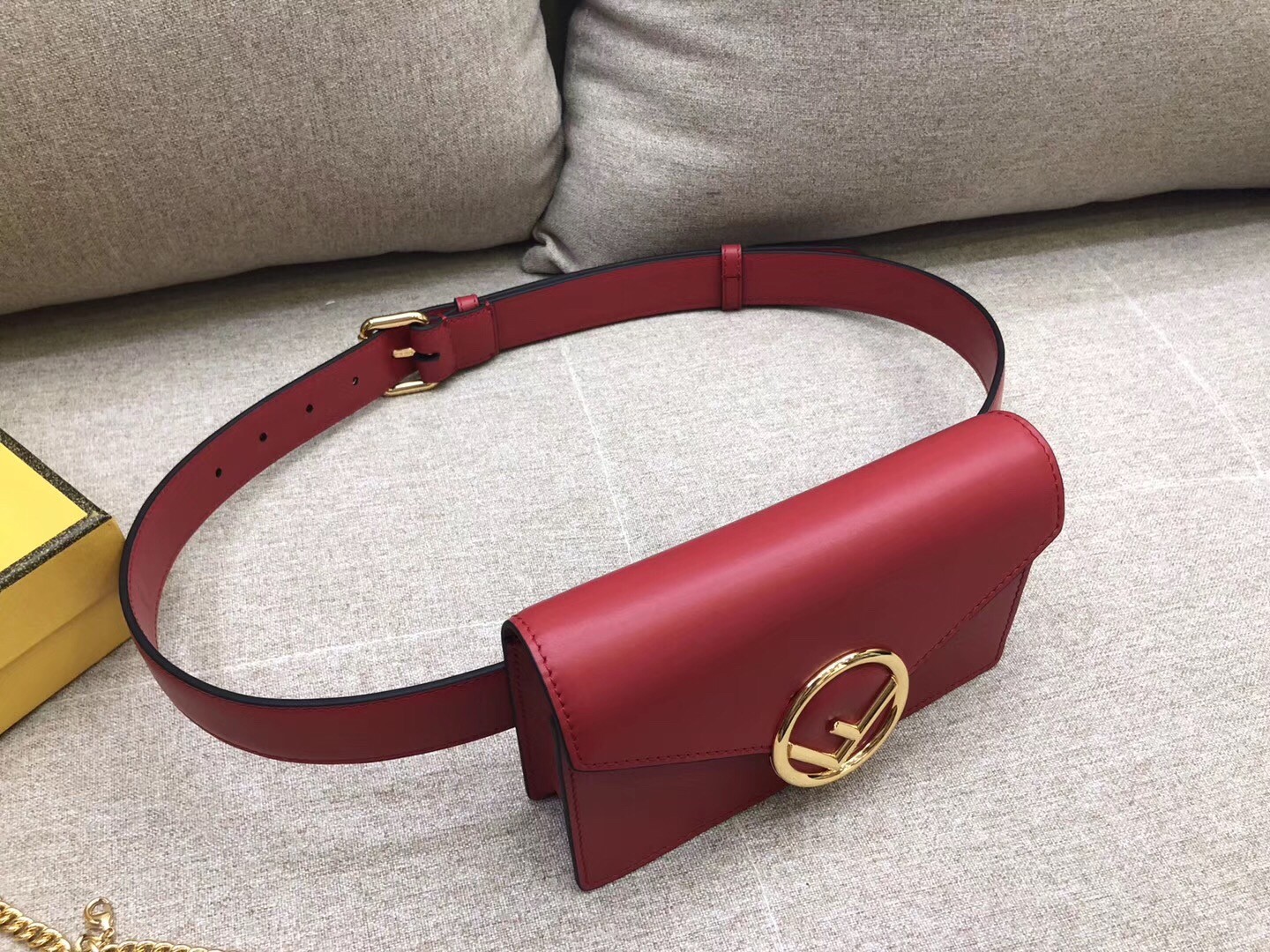 F**di kan i f belt bag in red calfskin