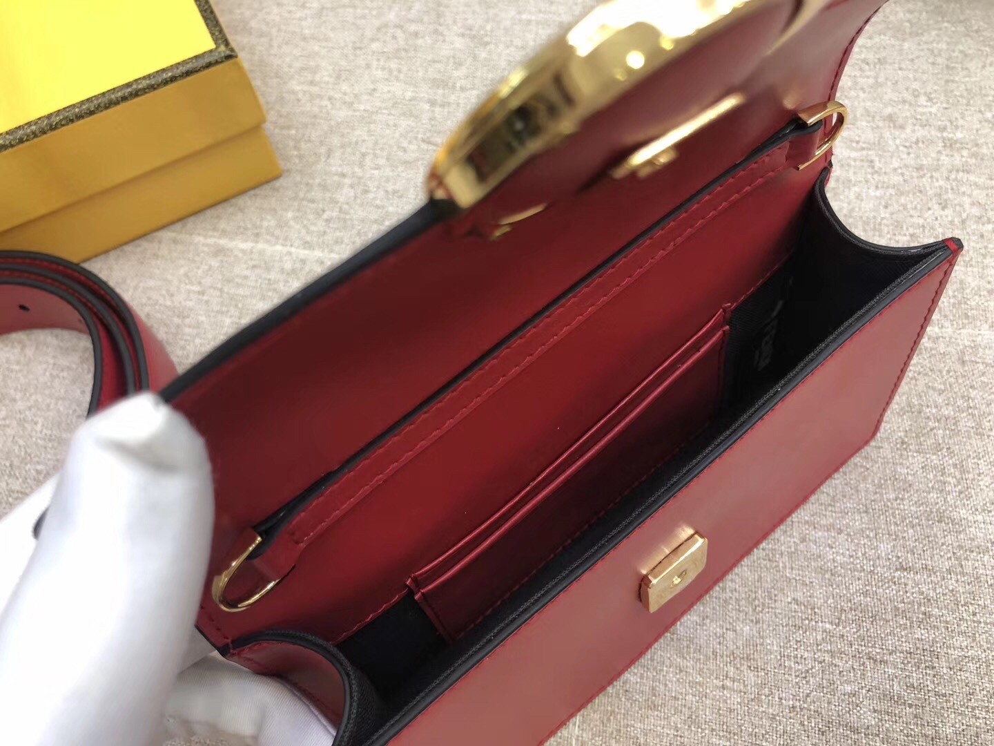 F**di kan i f belt bag in red calfskin