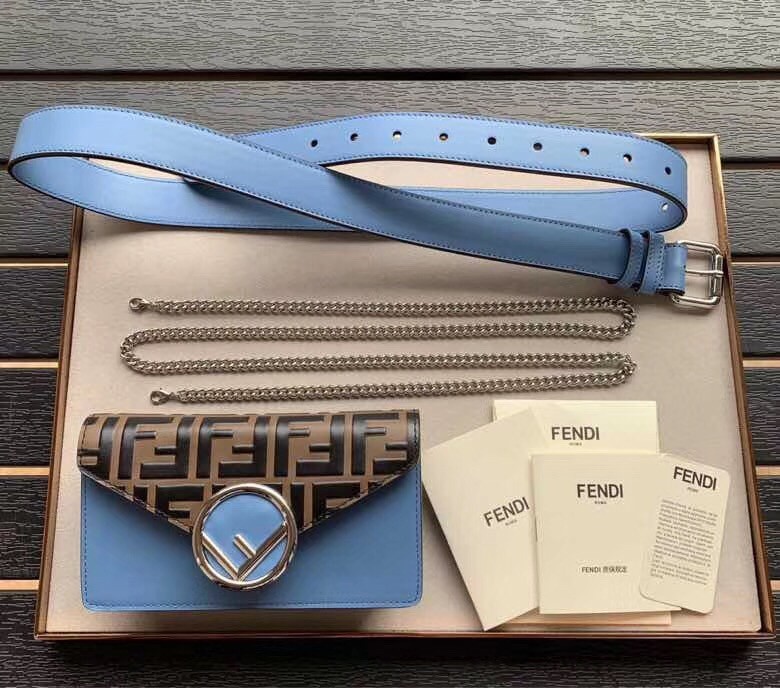 F**di blue kan i f belt bag with ff motif