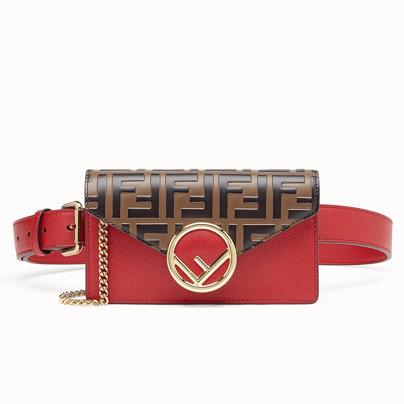 F**di red kan i f belt bag with ff motif