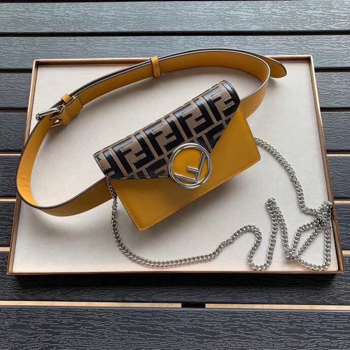 F**di yellow kan i f belt bag with ff motif