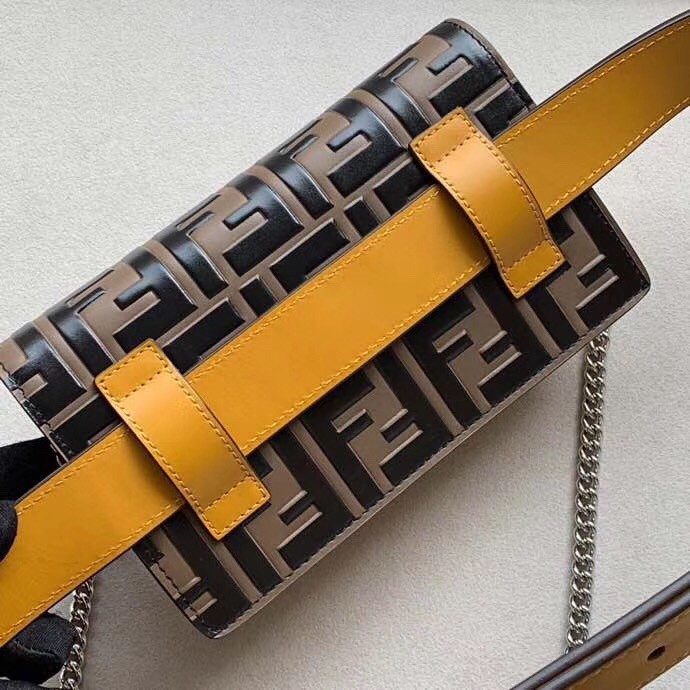 F**di yellow kan i f belt bag with ff motif