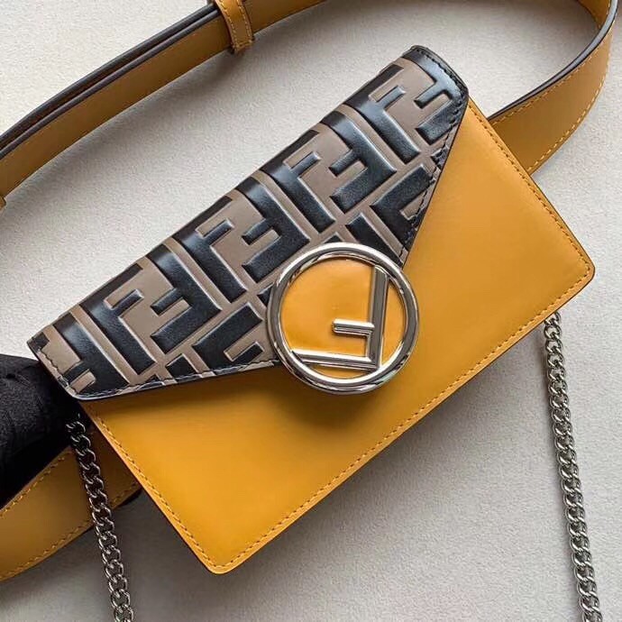 F**di yellow kan i f belt bag with ff motif