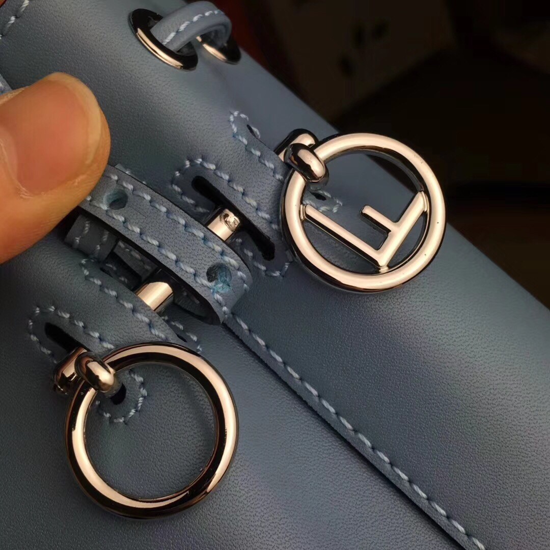 F**di mon tresor mini bucket bag in blue calfskin