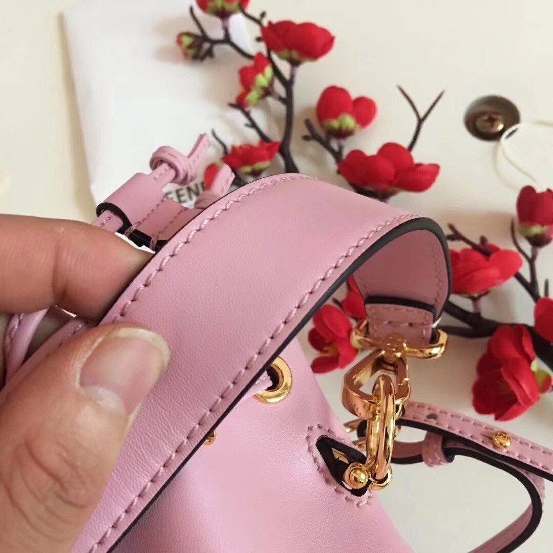 F**di mon tresor mini bucket bag in pink calfskin