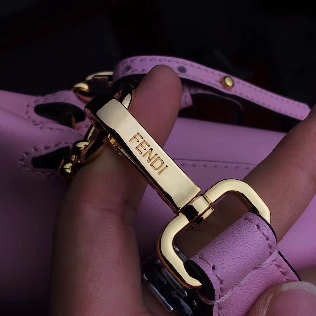 F**di mon tresor mini bucket bag in pink calfskin